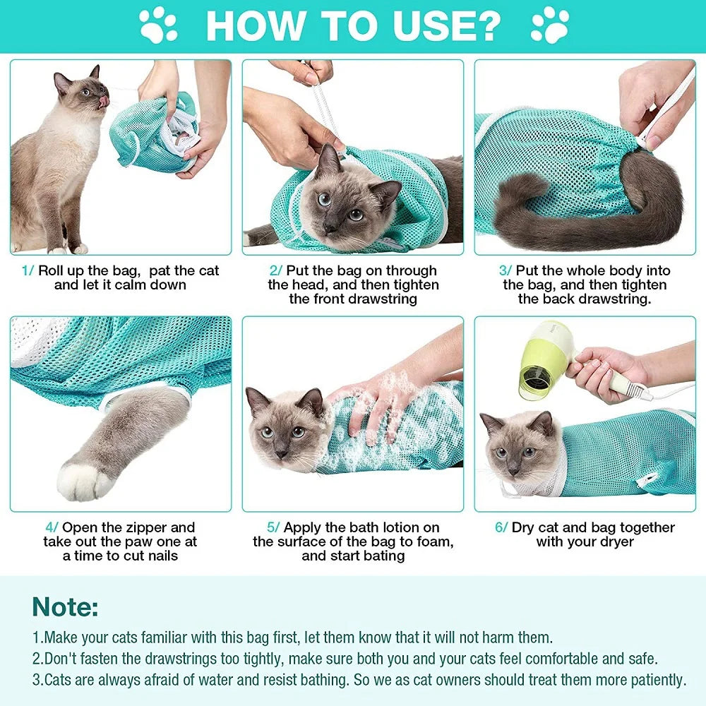 Adjustable Cat Grooming & Bathing Bag